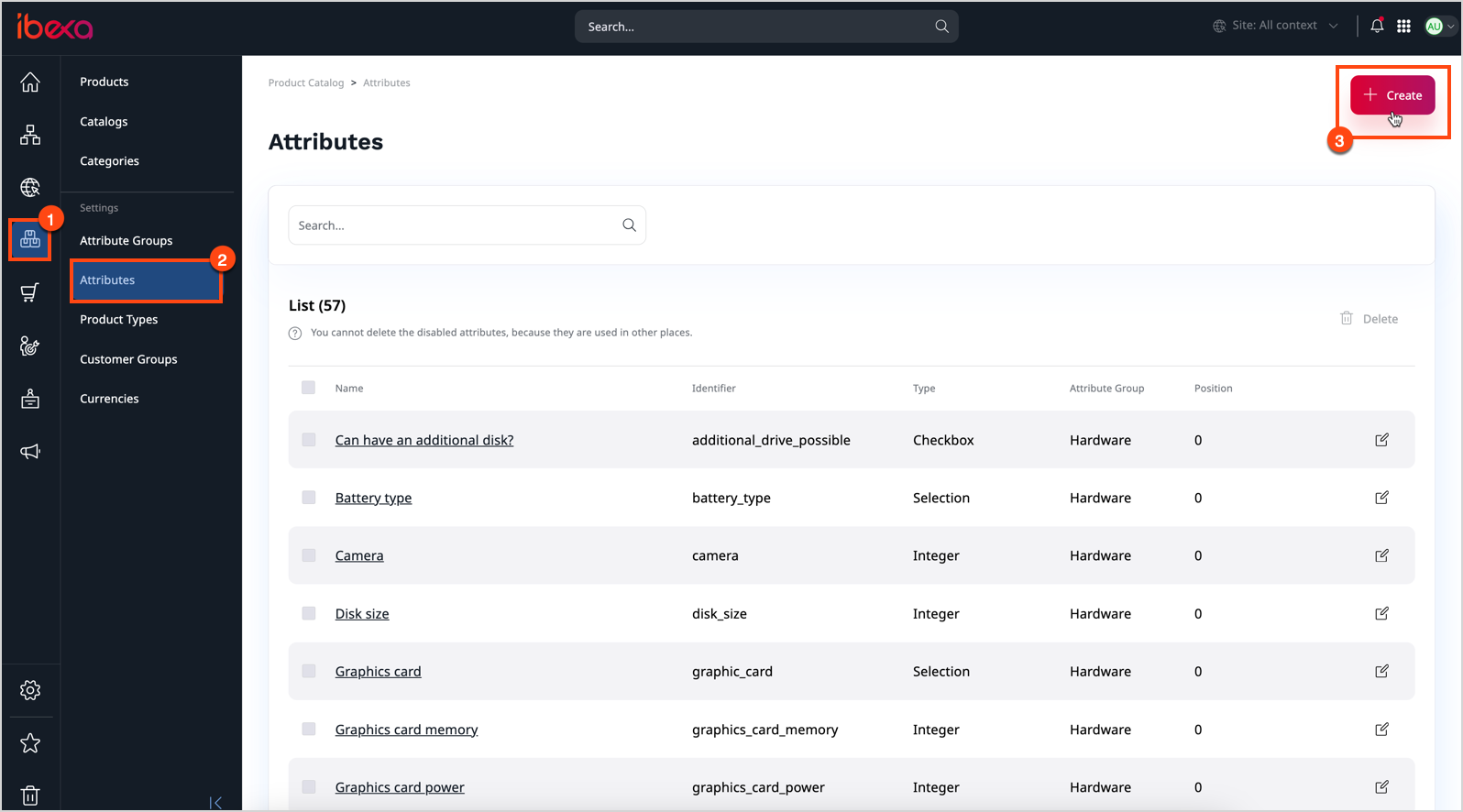 Create new attribute Create new attribute